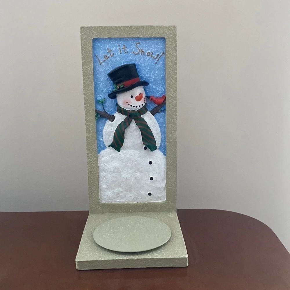NWOT - Stoneware Let it Snow Free Standing or Hanging Candle Holder
